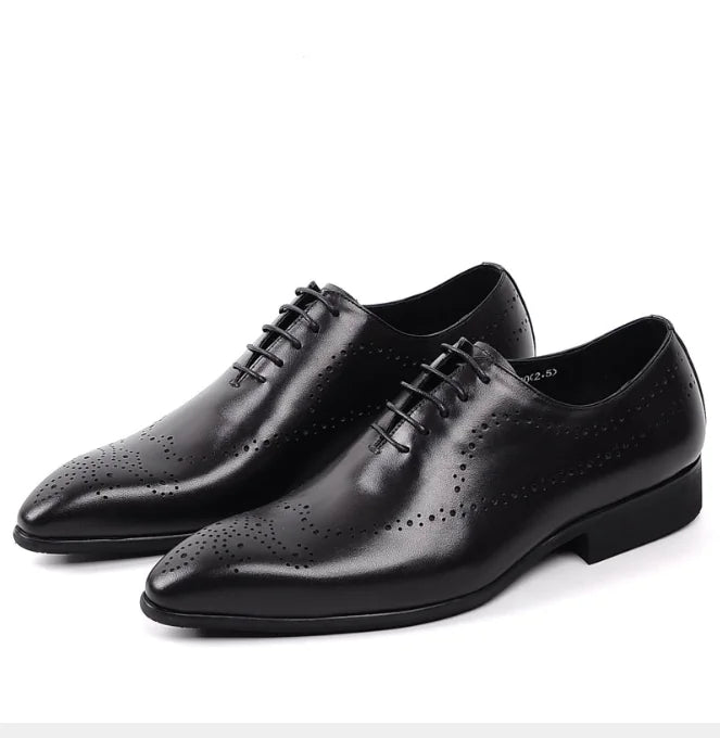 Men's Leather Brogue Dress Shoes - Vintage Style