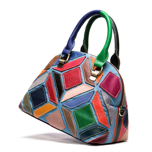 Genuine Leather Handbag 2020 - Vintage Colorful Tote