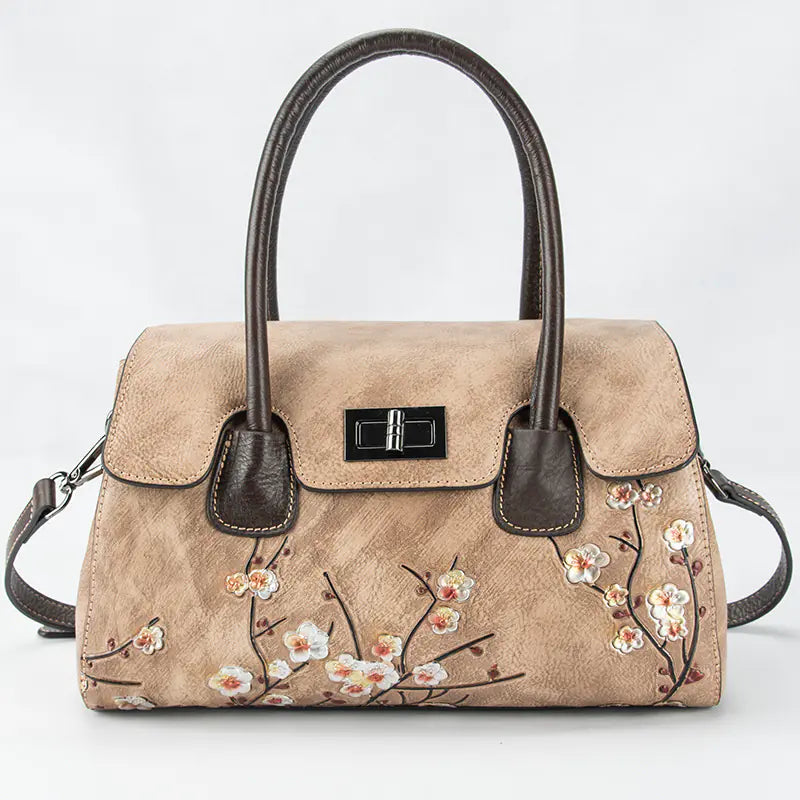 Vintage Leather Tote Bag for Women - Casual Shoulder Bag