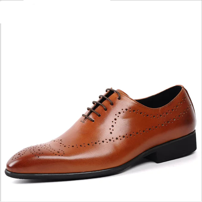 Men's Leather Brogue Dress Shoes - Vintage Style