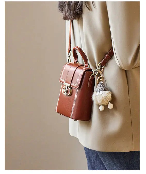 Vintage Pearl Lock Crossbody Bag - Fashion Bucket Bag