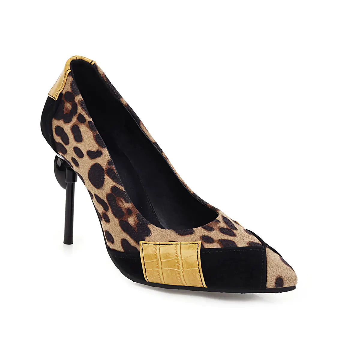 Stylish Leopard Print Color-Blocked High Heels