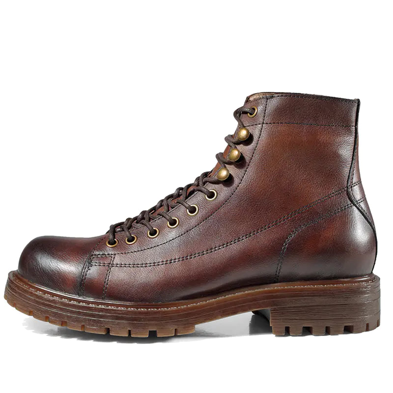 Men's High-Top Retro Leather Martin Boots with Velvet