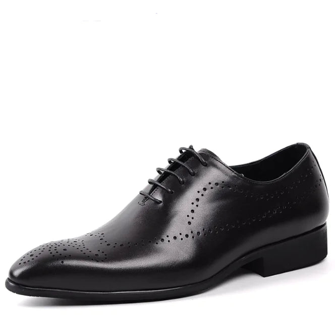 Men's Leather Brogue Dress Shoes - Vintage Style