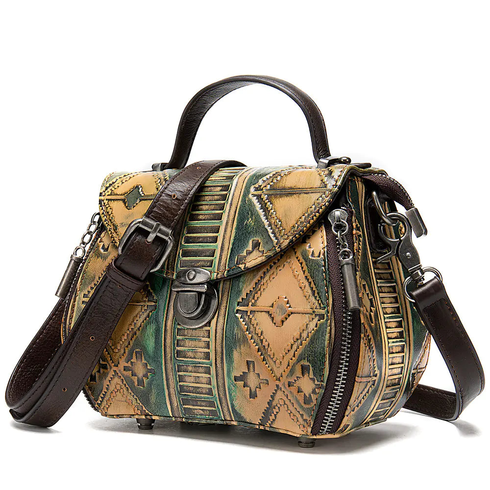 Vintage Embossed Leather Women's Shoulder Bag