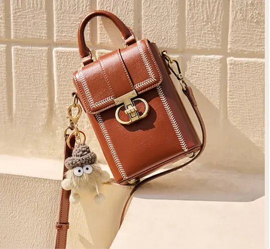 Vintage Pearl Lock Crossbody Bag - Fashion Bucket Bag