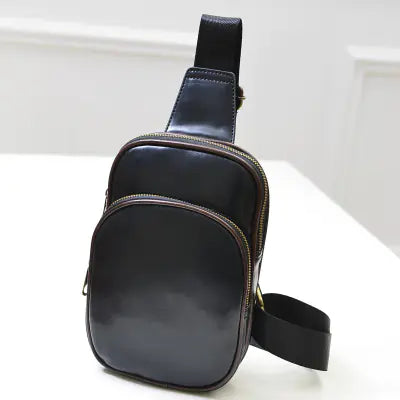 PU Leather Men's Chest Bag - Stylish Vintage Crossbody