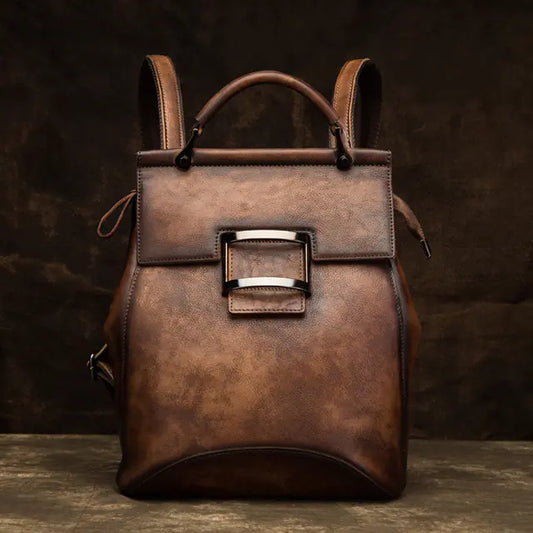 Luxury Vintage Genuine Leather Backpack for Women