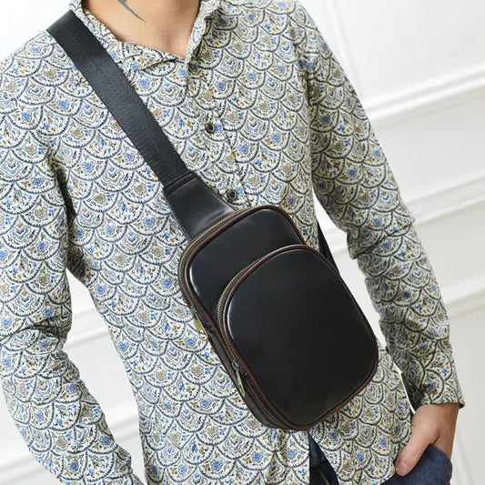PU Leather Men's Chest Bag - Stylish Vintage Crossbody