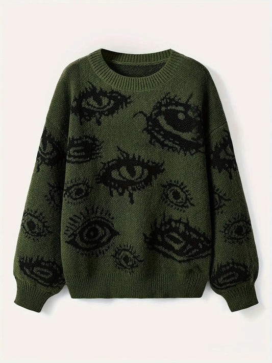 Cool Contrast Color All-Matching Knitted Sweater