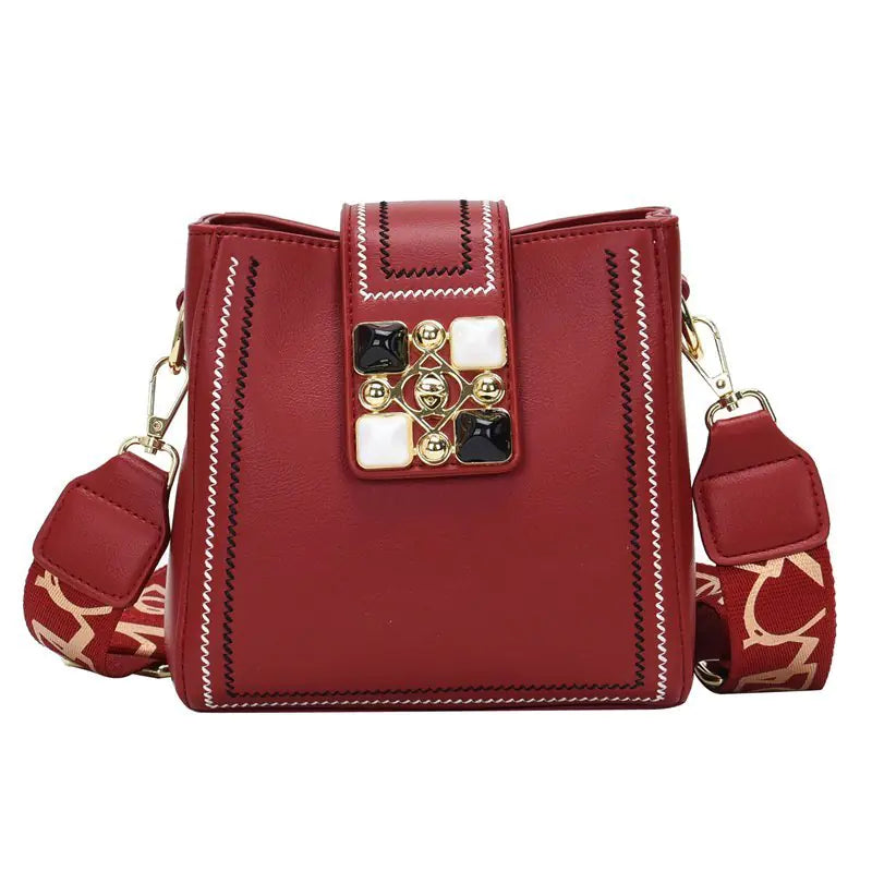 Vintage Pearl Lock Crossbody Bag - Fashion Bucket Bag