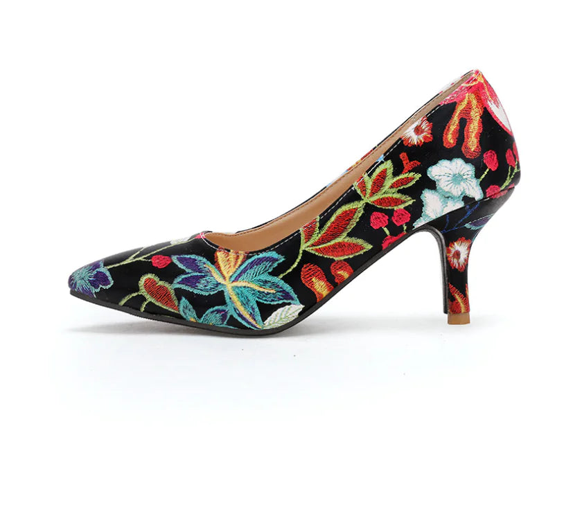 Fashionable Floral Pointed Toe High Heels for Women