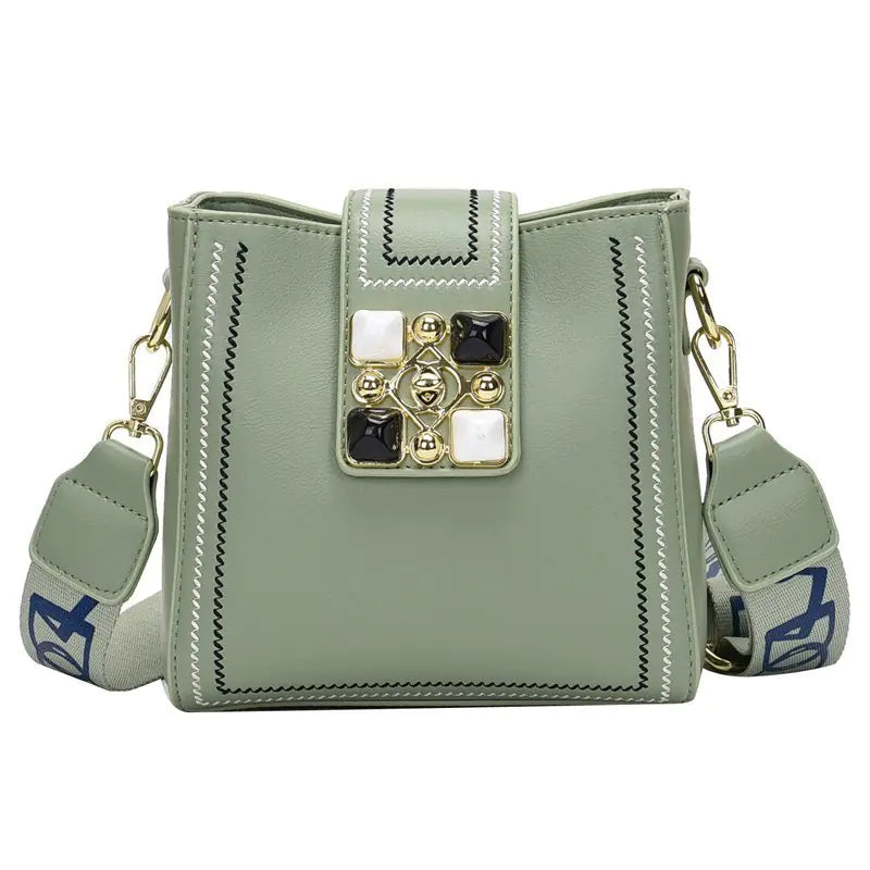 Vintage Pearl Lock Crossbody Bag - Fashion Bucket Bag