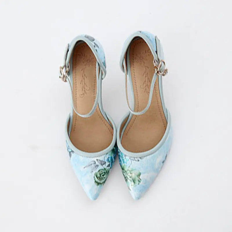 Fashionable Floral Pointed High Heels and Sandals