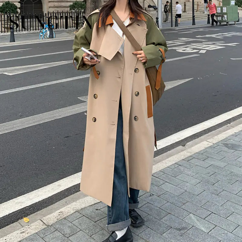 Sungtin Vintage Oversized Women's Trench Coat Jacket