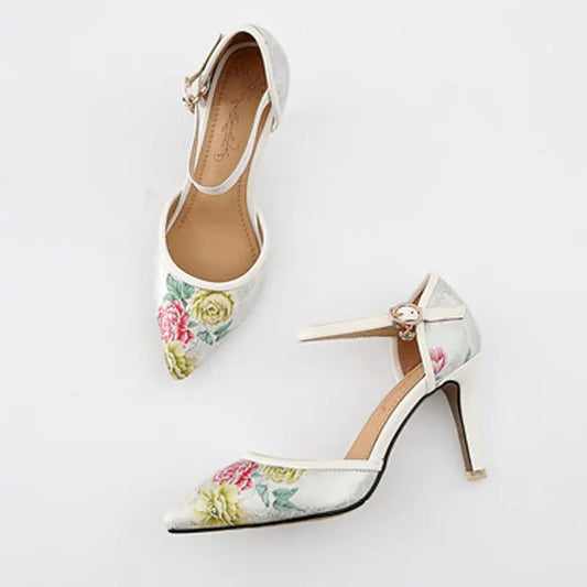 Fashionable Floral Pointed High Heels and Sandals
