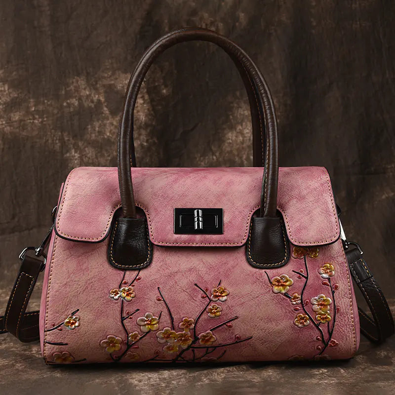 Vintage Leather Tote Bag for Women - Casual Shoulder Bag