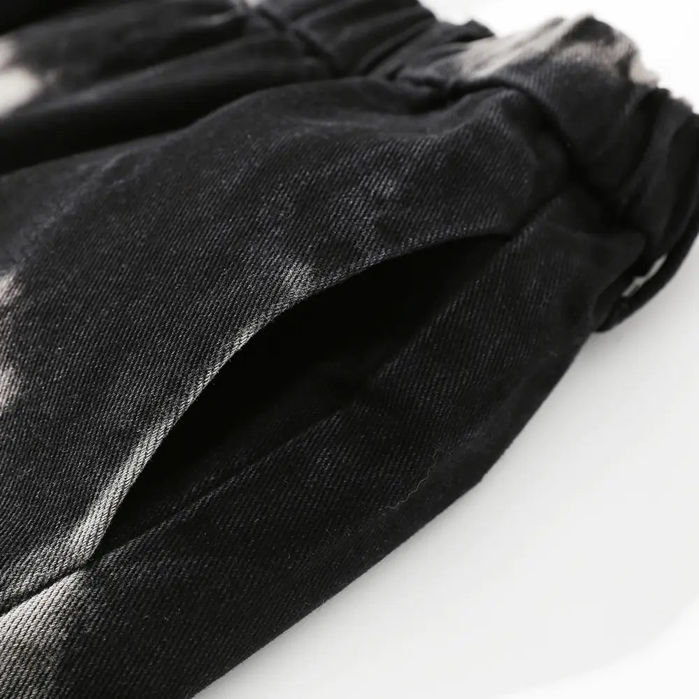 Men's Tie-Dye Denim Jeans with Elastic Waist - Loose Fit